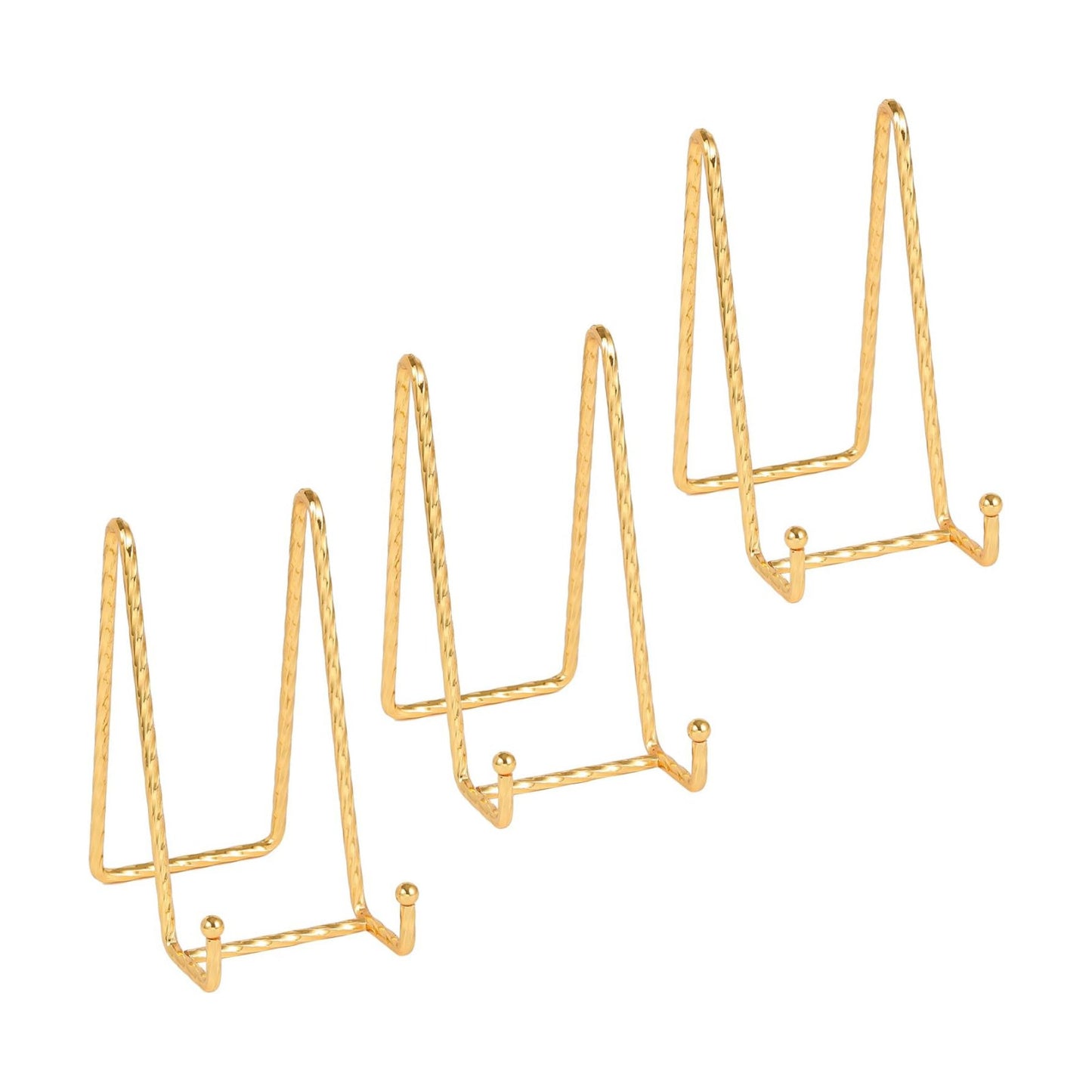 Twisted Metal Wire Plate Stands / Gold-6 Inch / 6 Inch / Set of 3