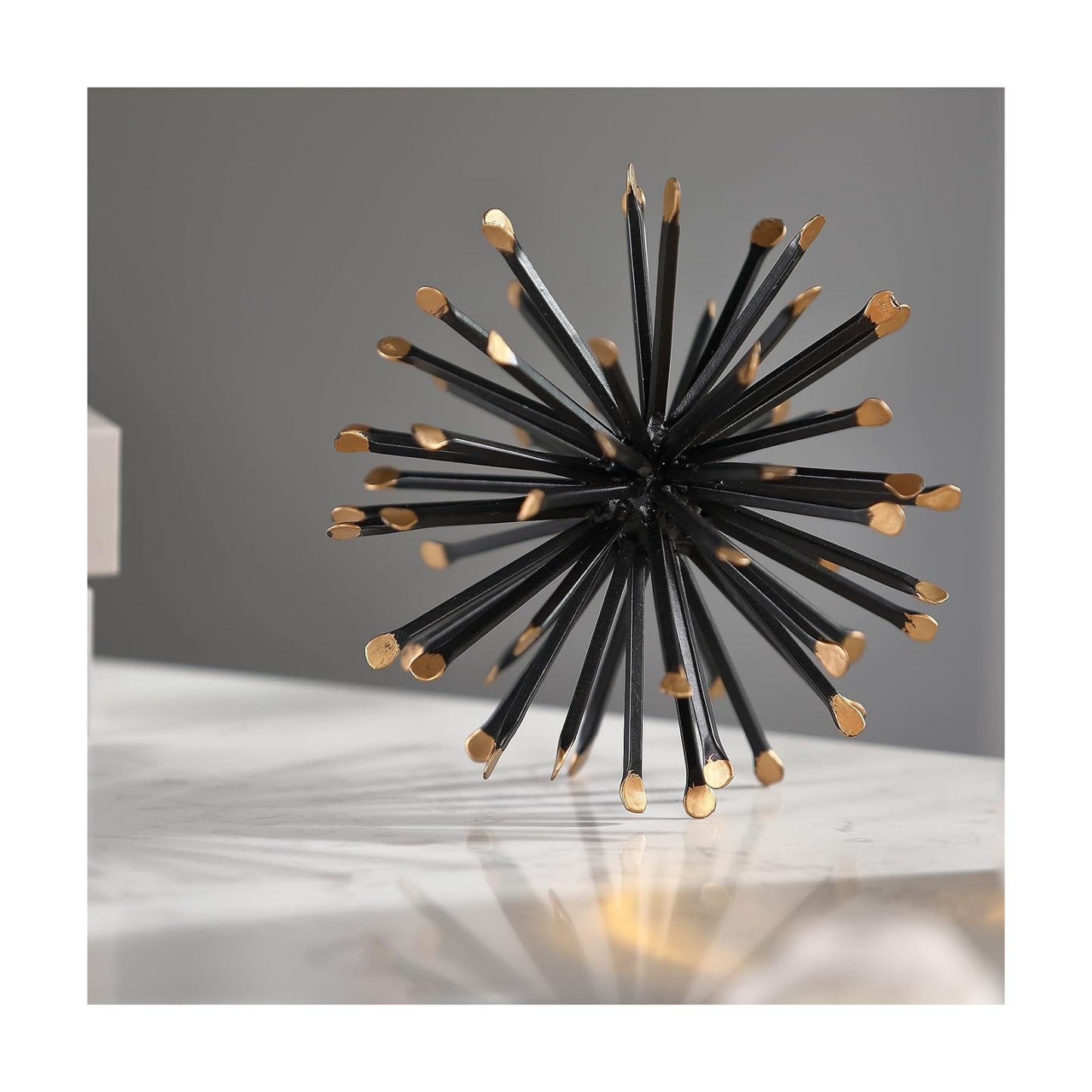 Modern Metal Decorative Spike Tabletop Sculpture Shelf Accents / 6.5 In / Black