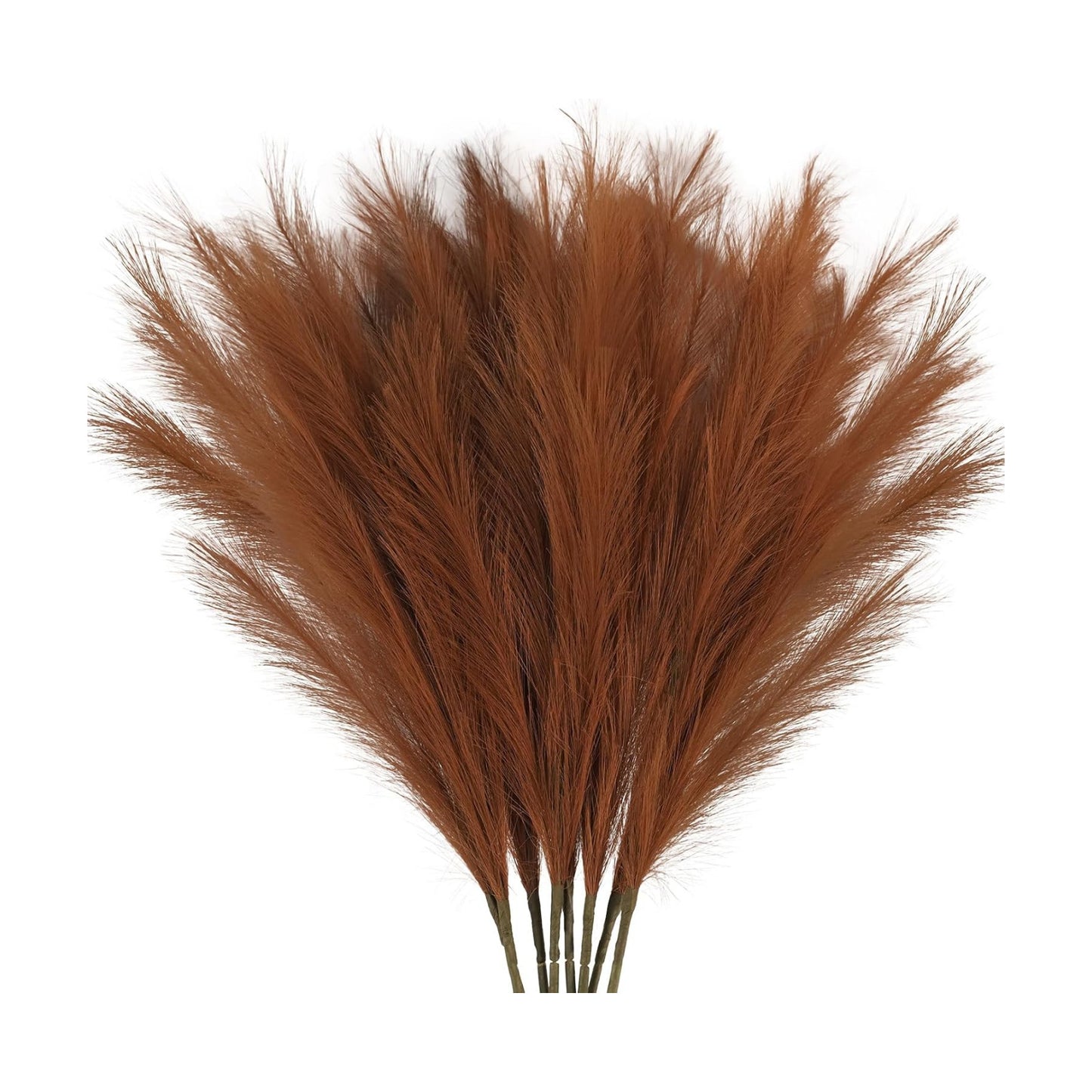 Large Tall Fluffy Artificial Pompous Grass Branches Floral Fake Pompas / Brown / Set of 8