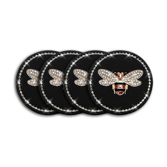 Bling Cup Holder Insert Coaster- Silicone Anti-Slip Shockproof / Bee / 2.75 Inch / Set of 4