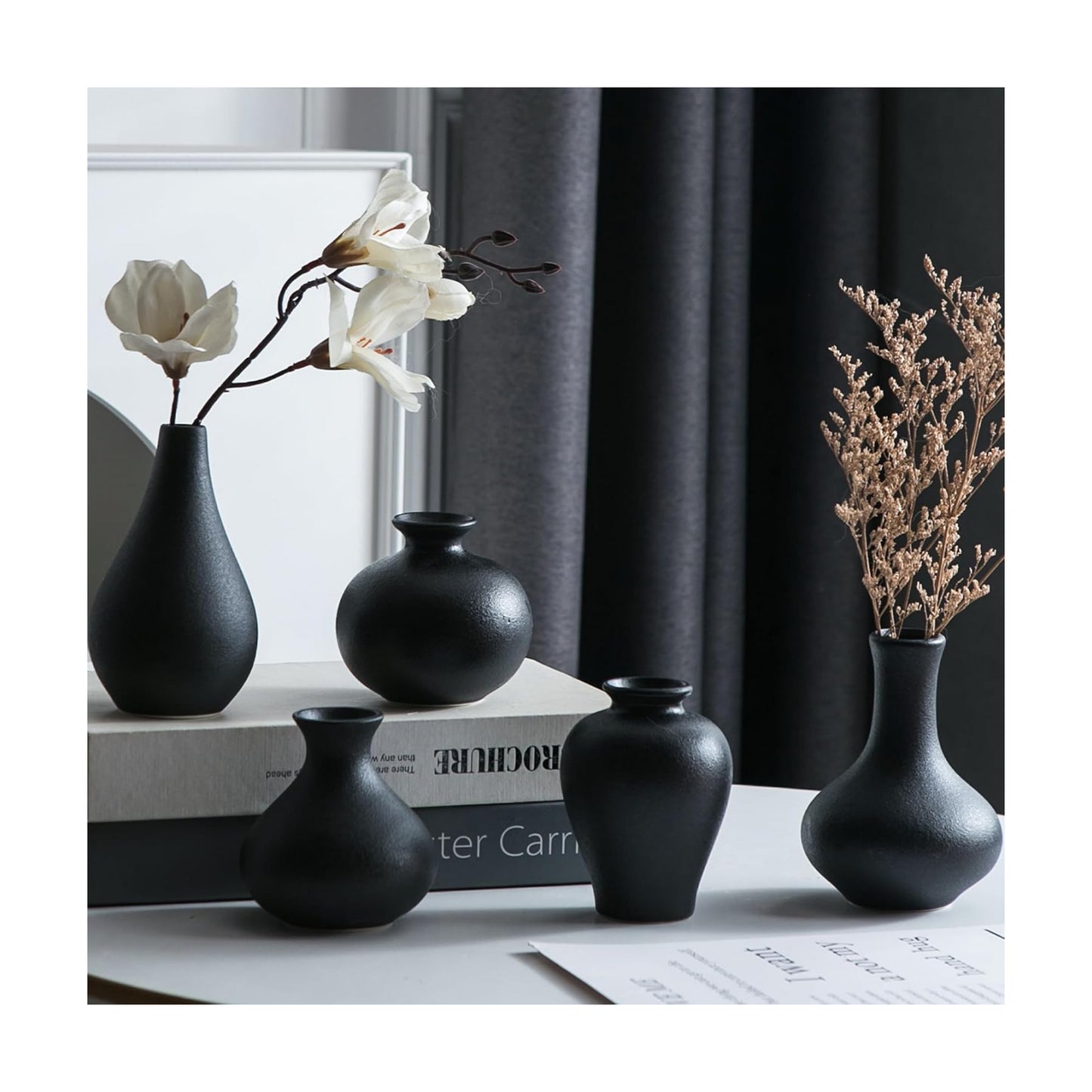 Ceramic Bud Vase / Black / Set of 5