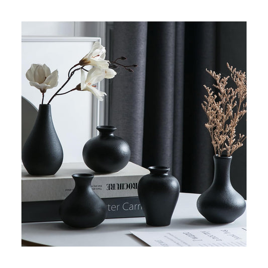 Ceramic Bud Vase / Black / Set of 5