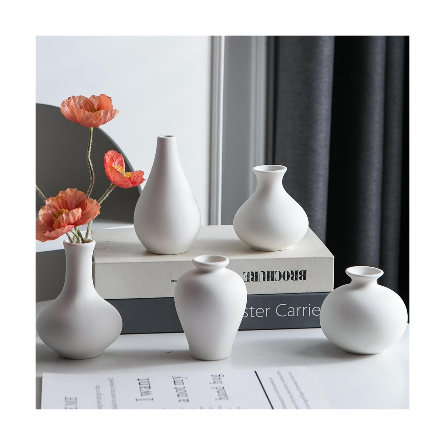 Ceramic Bud Vase / White / Set of 5