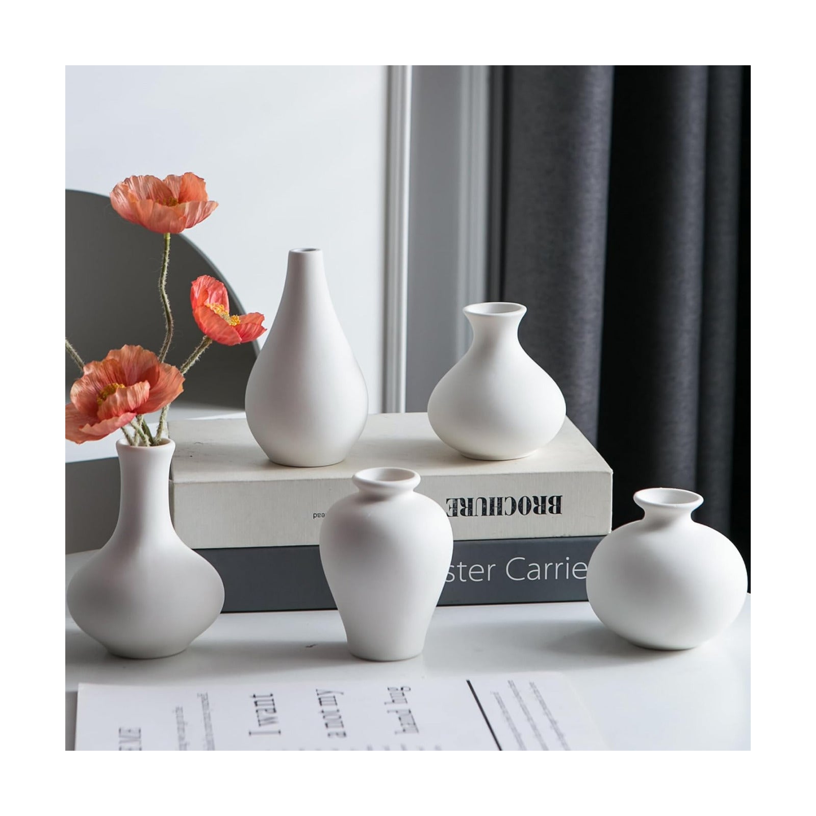 Ceramic Bud Vase / White / Set of 5