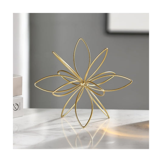 Metal Floral Tabletop Sculpture / Golden-8in / Gold