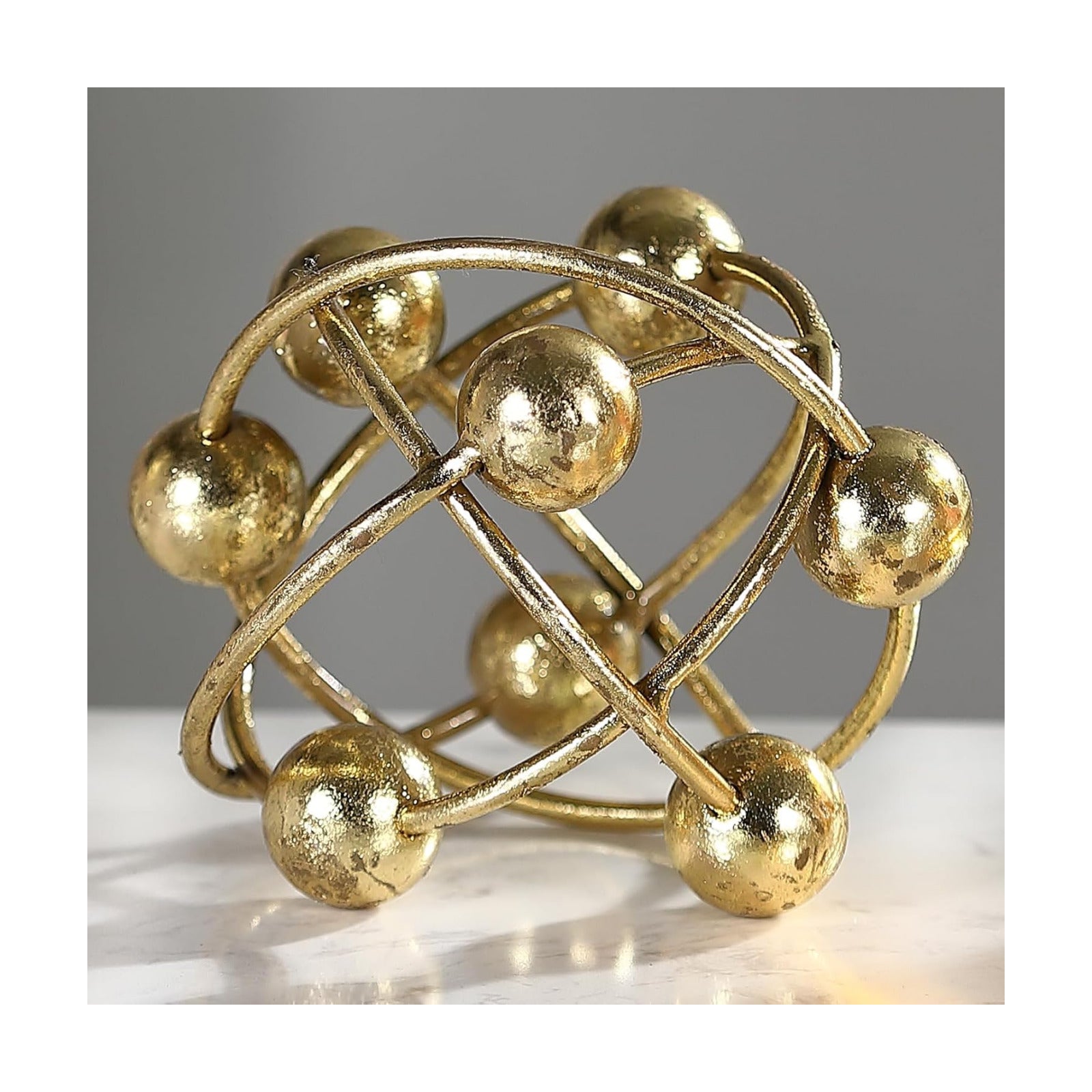 6- Metal Round Orbital Sphere / Modern Orbital Sphere / Gold