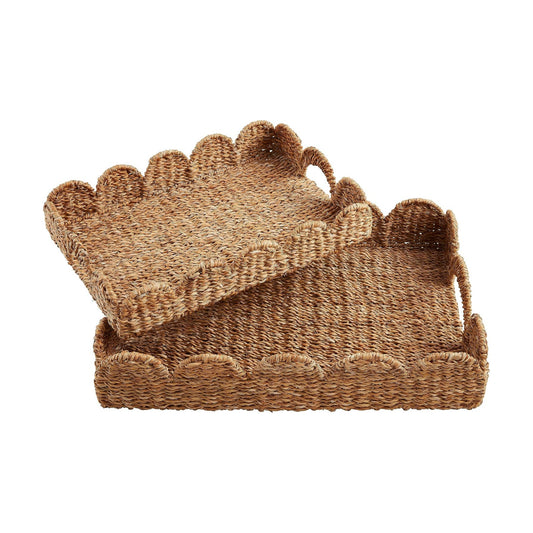 Nested Scallop Woven Trays Set / Small / 21.63 x 15.75