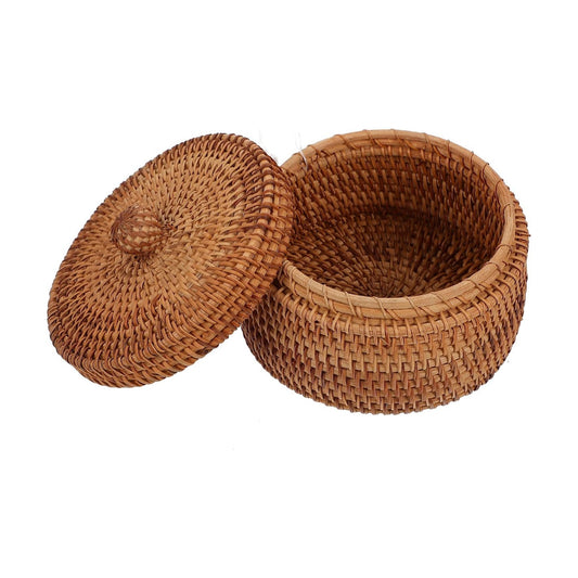 Small Round Wicker Basket for Desktop Organization