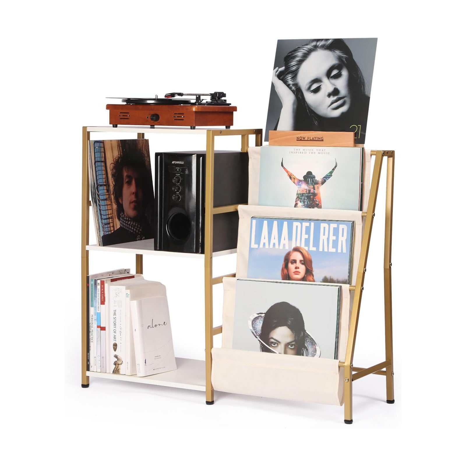 HYCFYJR Stand for Record Player, 3 Tier Vinyl Record Storage with Now Playing Holder, Turntable Stand, Vinyl Display