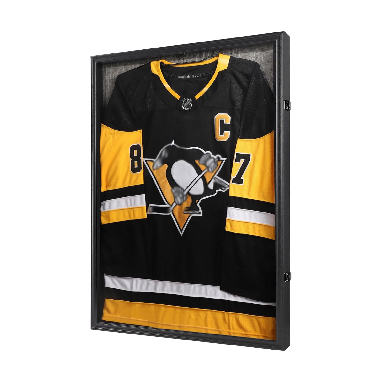 Large Jersey Frame Display Case, 26x37 Lockable Shadow Box Sports Jersey Frame with UV Protection Acrylic and Metal