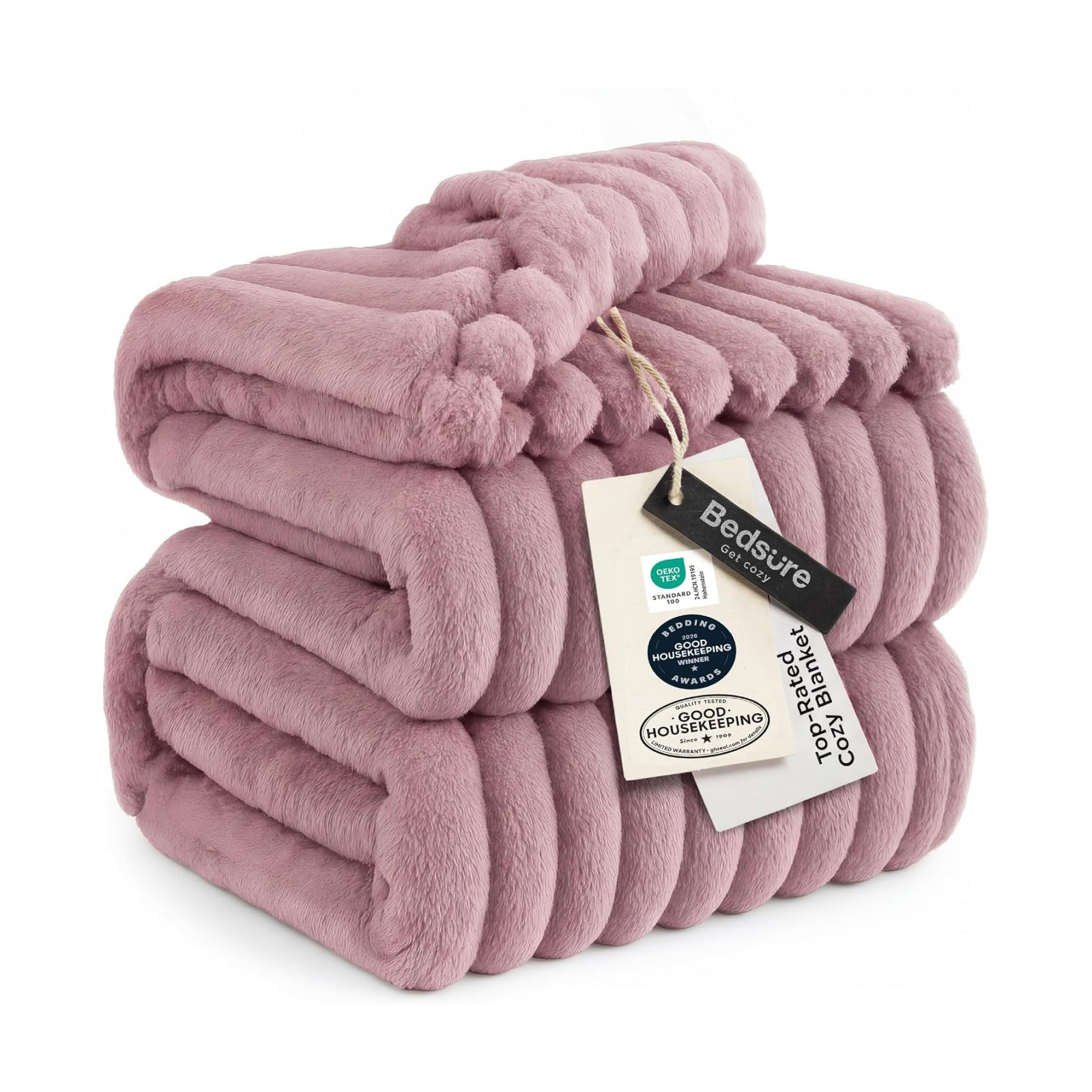 Bedsure Soft Queen Size Blanket for Bed Pink 90"x90"