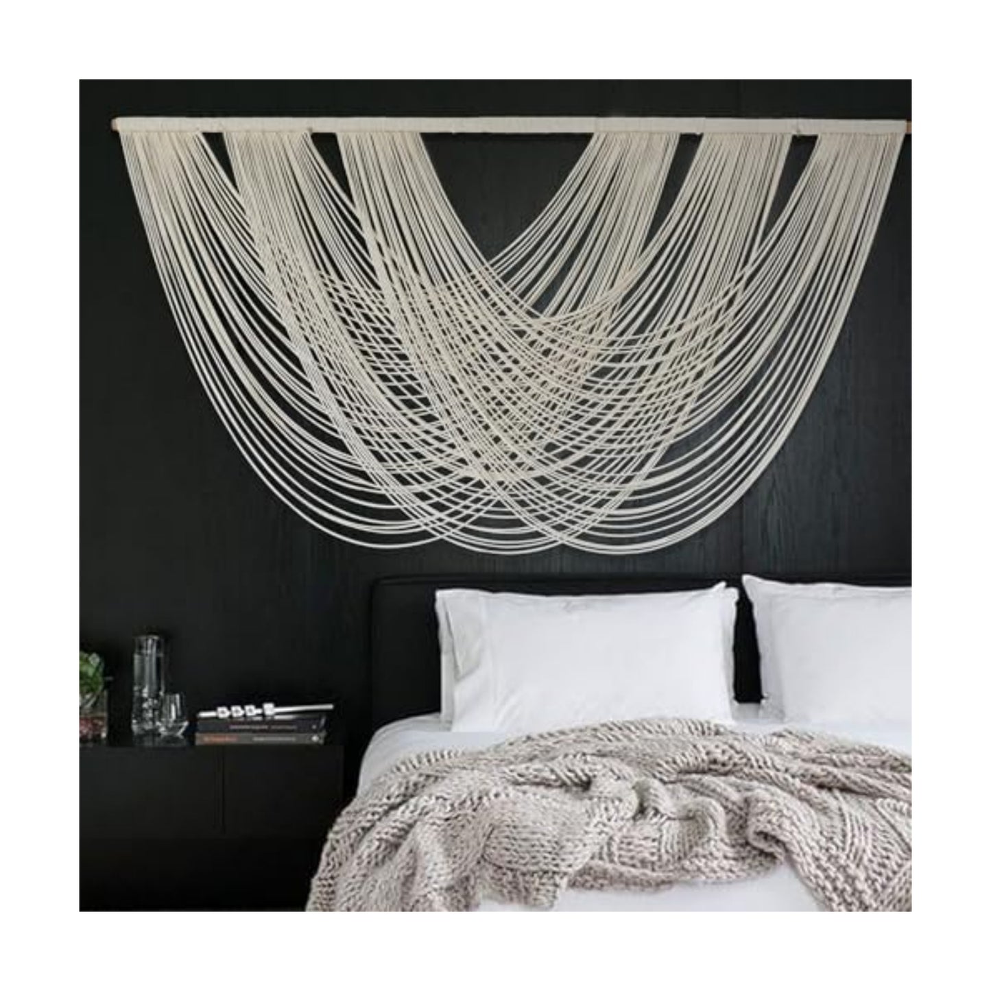 Macrame Wall Hanging Boho Wall Decor Ivory Fiber Handmade Large 57"W*31"L