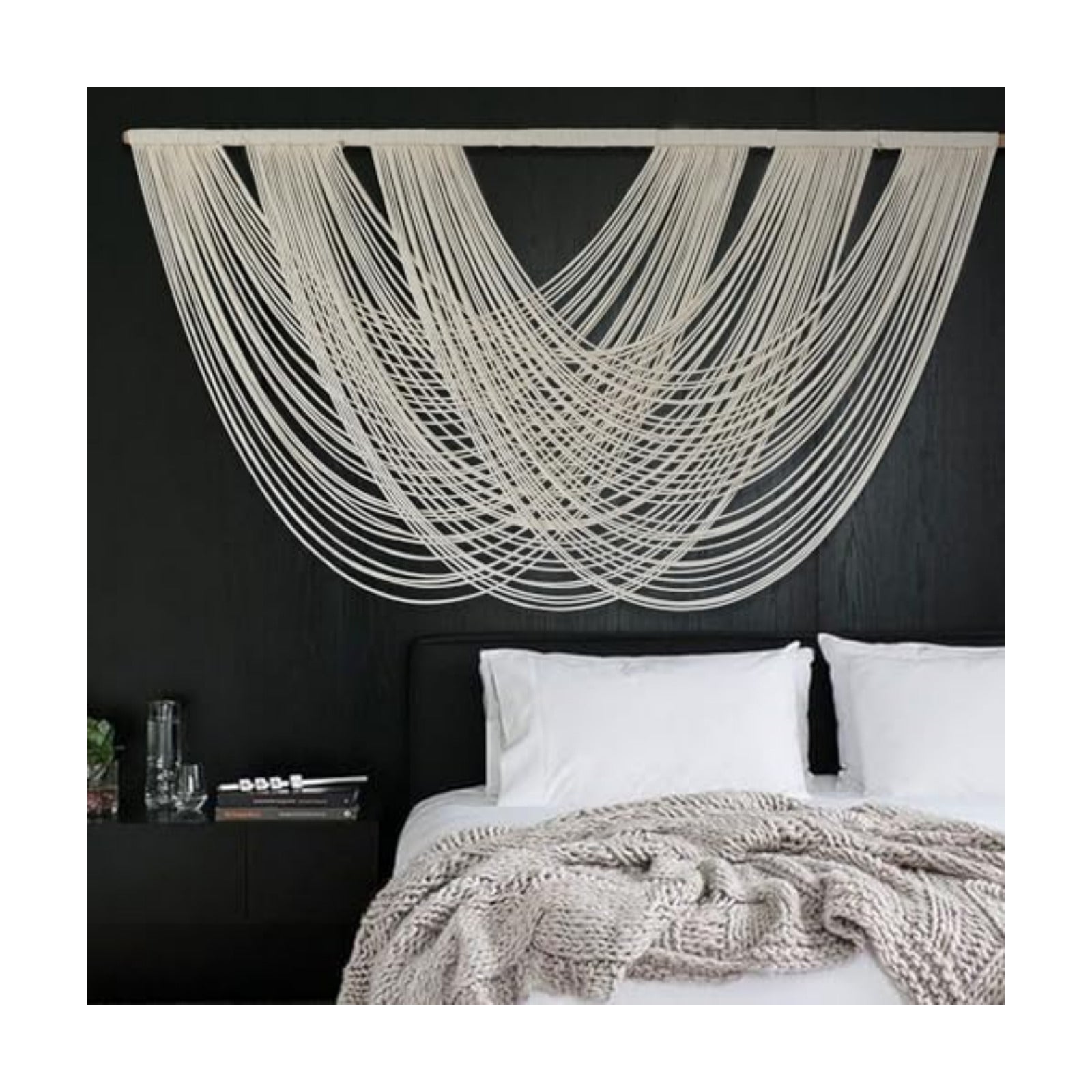 Macrame Wall Hanging Boho Wall Decor Ivory Fiber Handmade Large 57"W*31"L