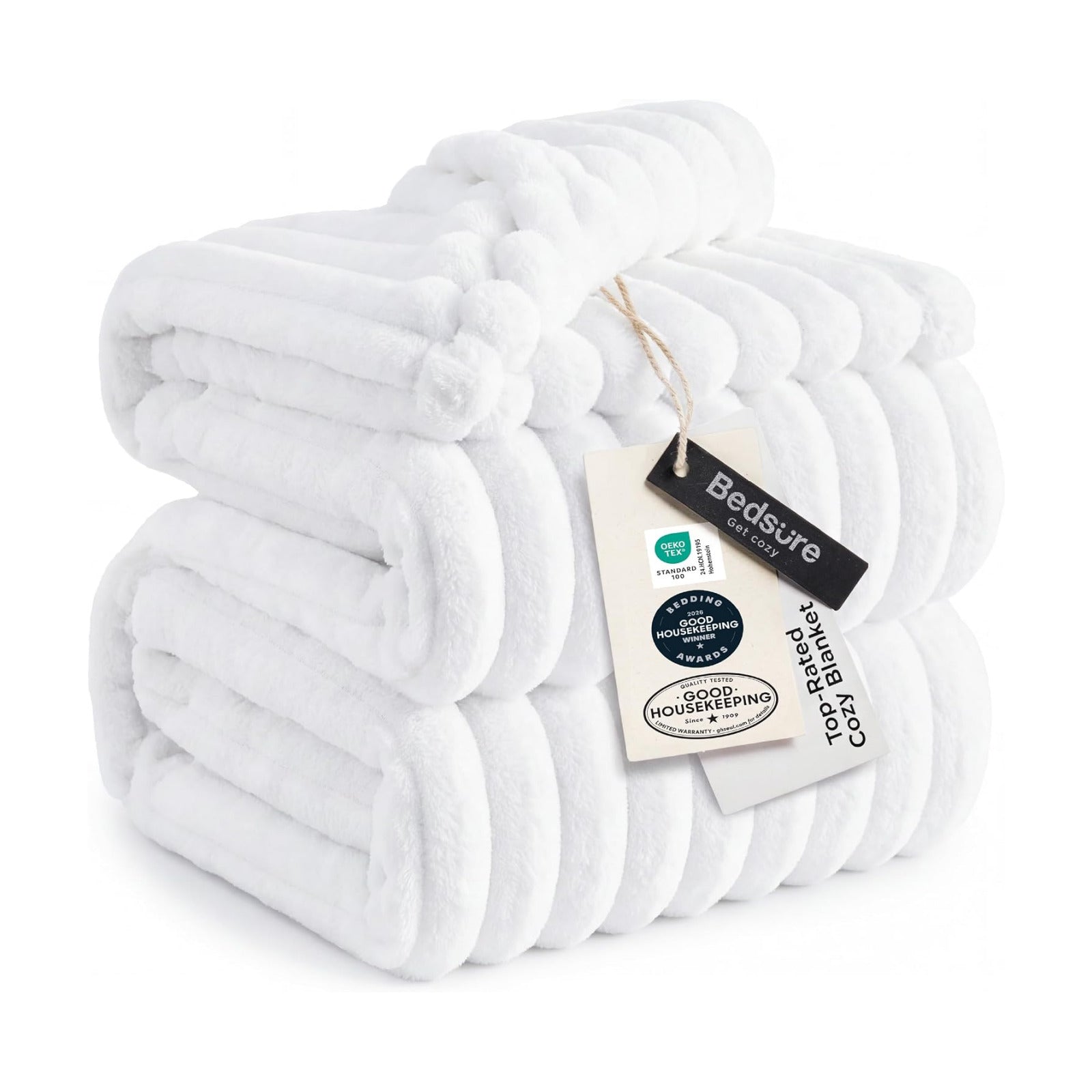 Bedsure Soft King Size Blankets for Bed Bright White 108"x90"