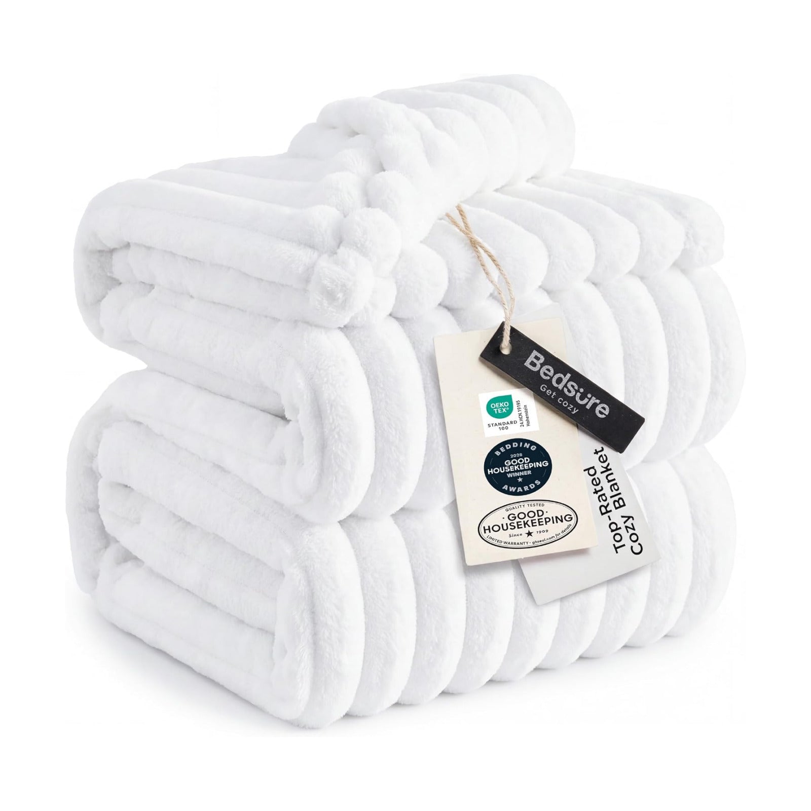 Bedsure Soft Queen Size Blanket for Bed Bright White 90"x90"