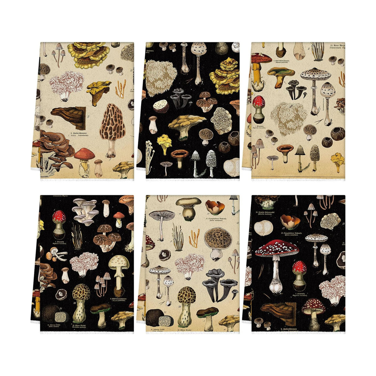 Redbaker 6 Pcs Mushroom Kitchen Towels Vintage Farmhouse Dishcloth Set