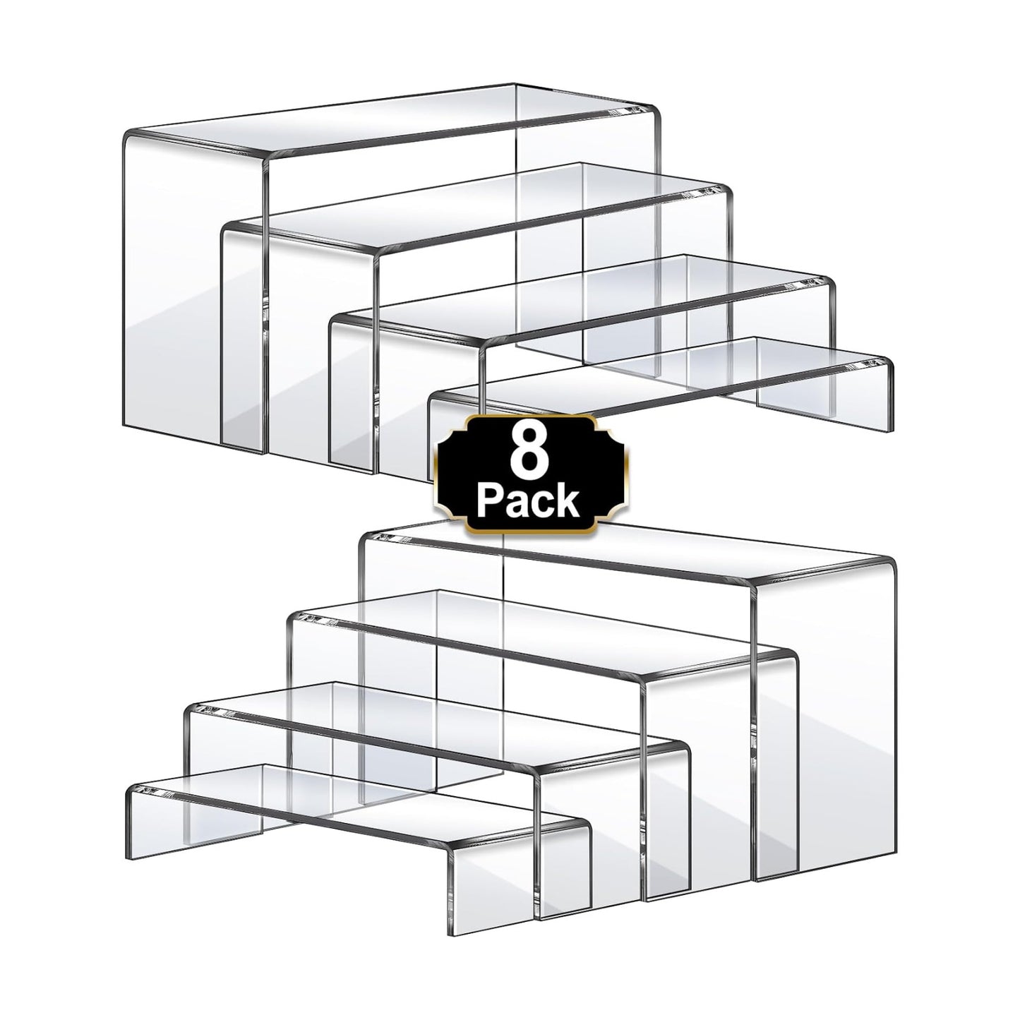 Aheroi Acrylic Risers Display Stands, Acrylic Stands for Display 8Pcs 2Set | Clear Acrylic Display Risers,Display Shelf