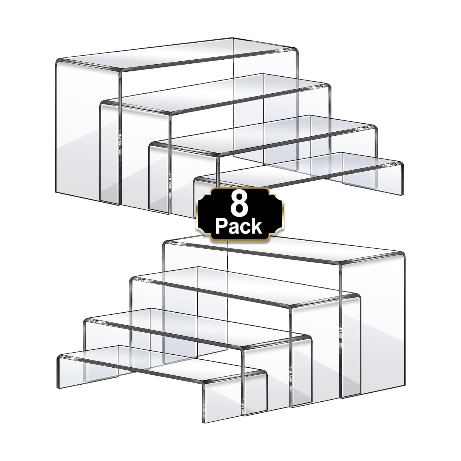 Aheroi Acrylic Risers Display Stands, Acrylic Stands for Display 8Pcs 2Set | Clear Acrylic Display Risers,Display Shelf