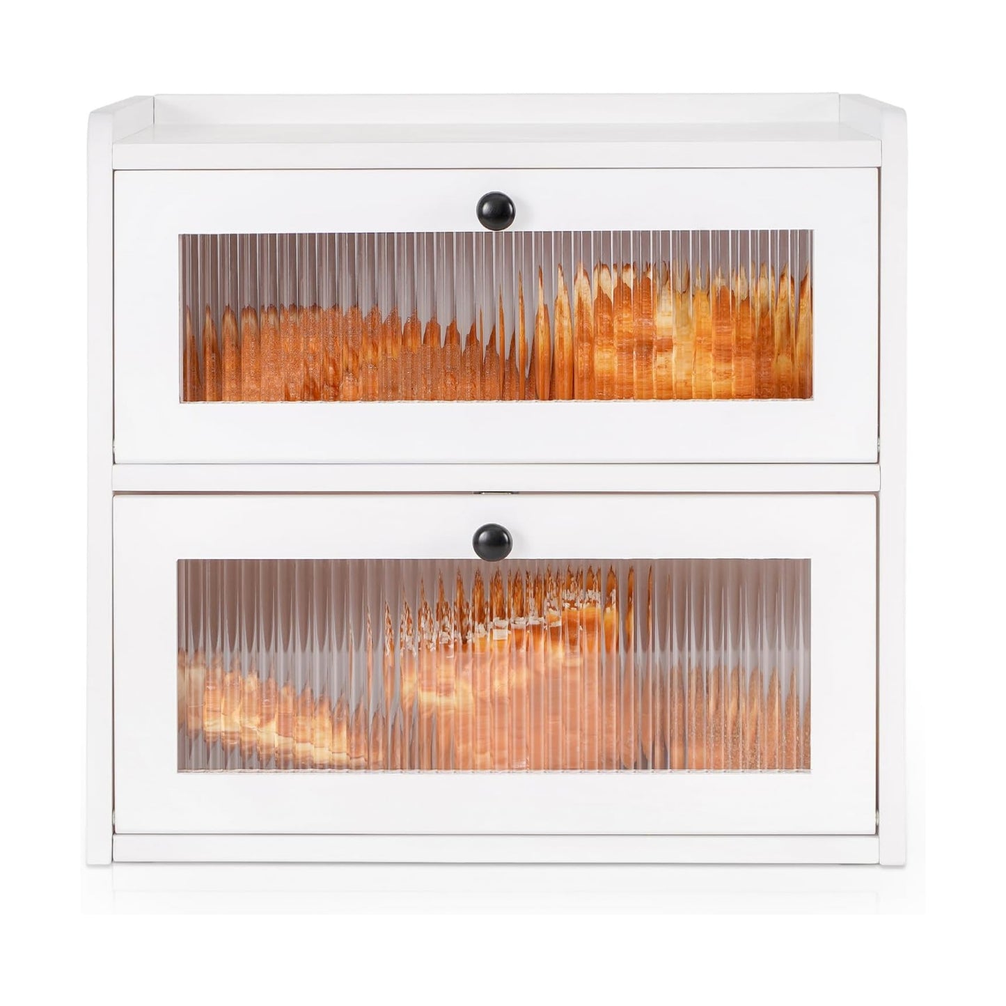 Sunhoo Bread Box for Kitchen Countertop Wooden Bread Storage Container Bin 2 Layer Breadbox Holder Large Capacity