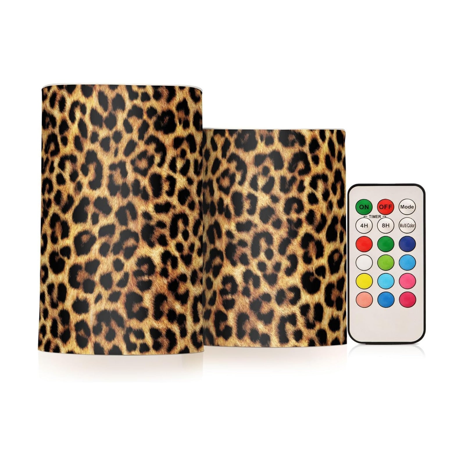 Flickering Flameless Candles, Leopard Texture LED Candles with Remote Timer, Set of 2 Battery Operated Candle for