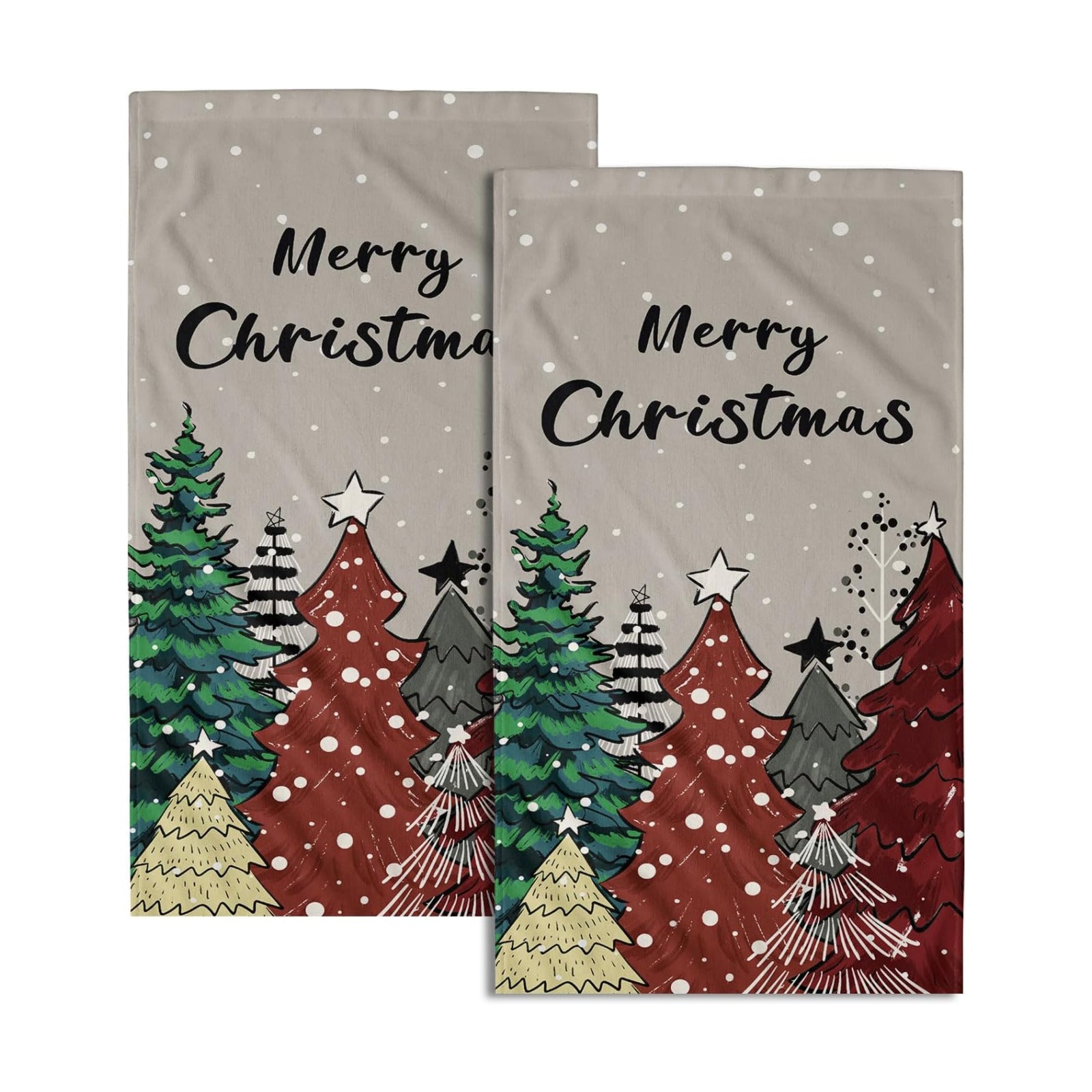 Giwawa Christmas Trees Hand Towels Set of 2 Winter Holiday Bath Towel Soft Kitchen Dish Towels Decorative Bathroom