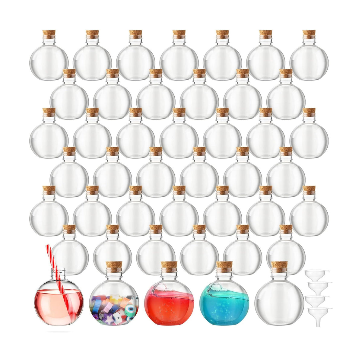 Layhit 50 Pack 6 oz Plastic Potion Bottles with Lids, Cork