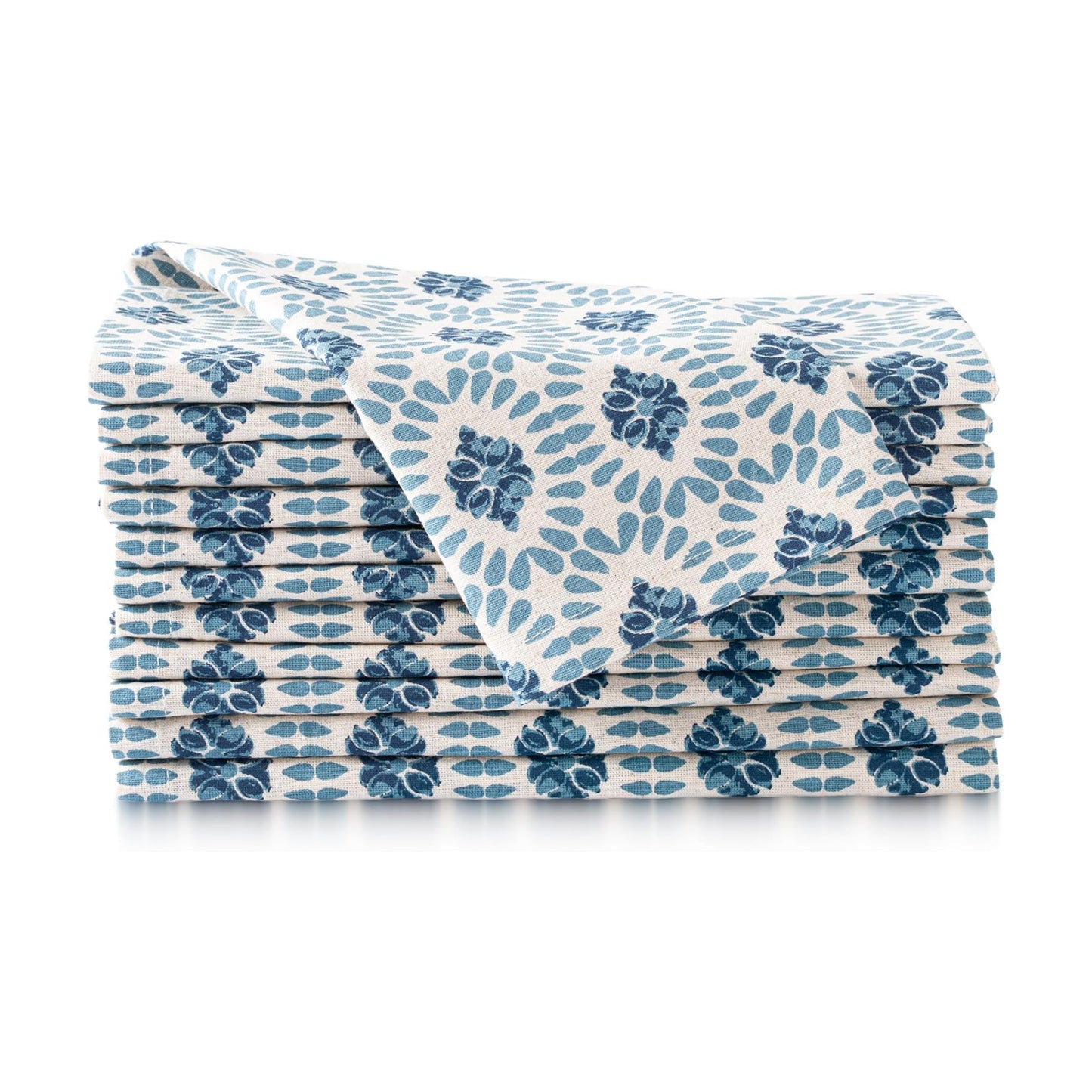 FINGERCRAFT Cloth Napkins Set of 12 Cotton Linen, 20x20 in Moroccan Beauty | Mitered corner, washable, soft, absorbent