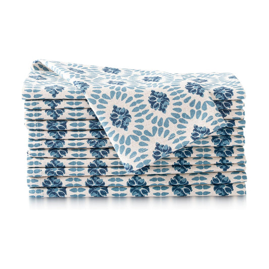 FINGERCRAFT Cloth Napkins Set of 12 Cotton Linen, 20x20 in Moroccan Beauty | Mitered corner, washable, soft, absorbent
