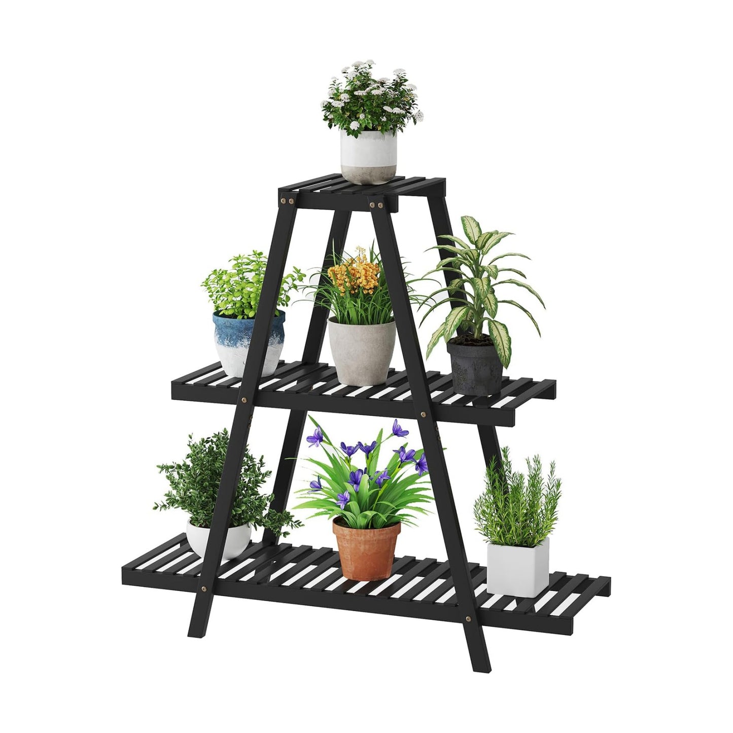 STDDRE Plant Stand For Indoor Outdoor Tiered Plant Shelf 3 Tier 8 Potted Bamboo Flower Holder Ladder Rack For Multiple