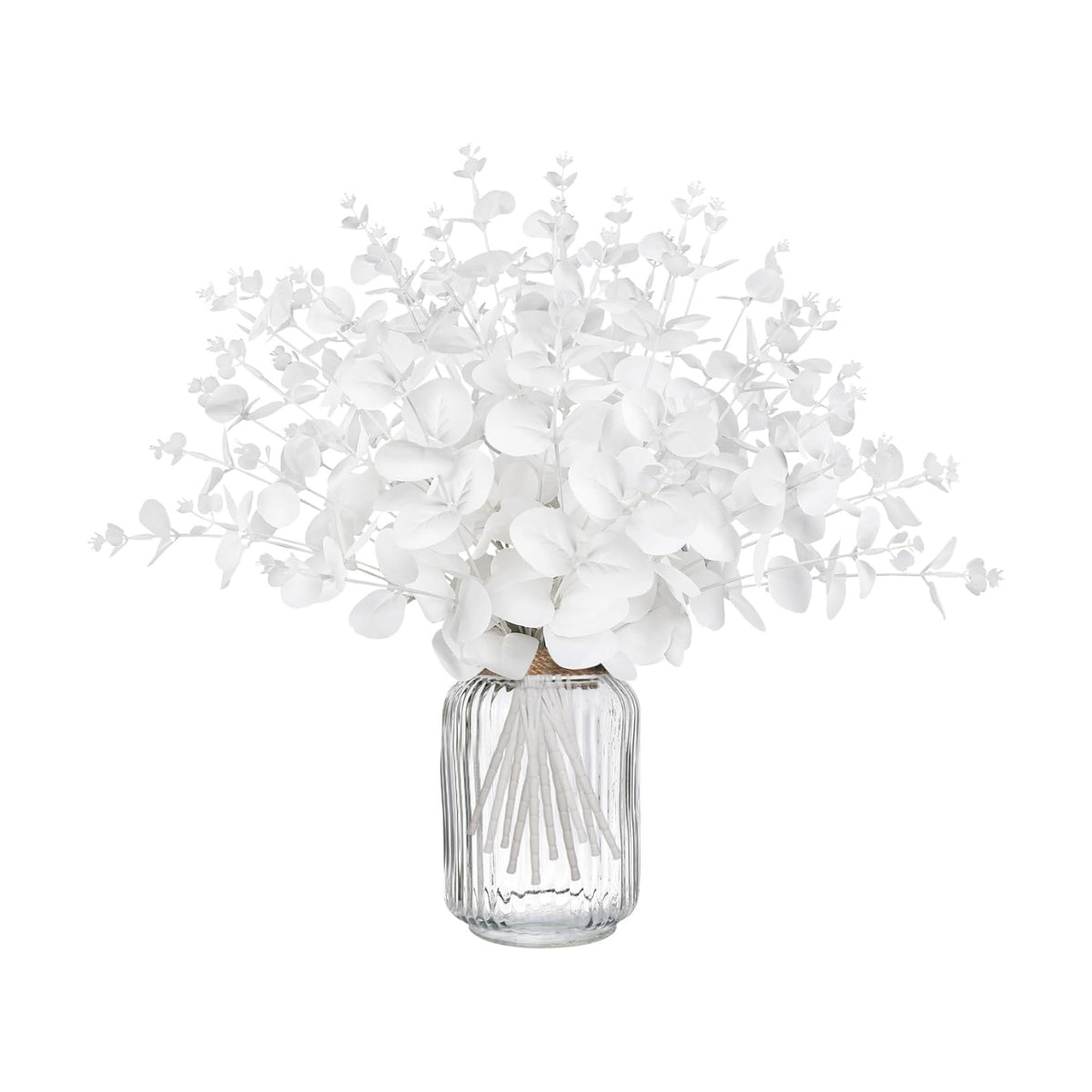 Yen Jean 14PCS White Eucalyptus Artificial Faux Flowers for Decoration - Fake Silk Stems in Vase Christmas Holiday Winter Wedding Home Decor