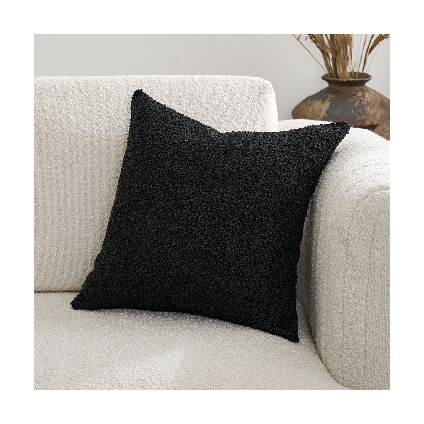 Boucle Pillow Covers / Black / 20 x 20