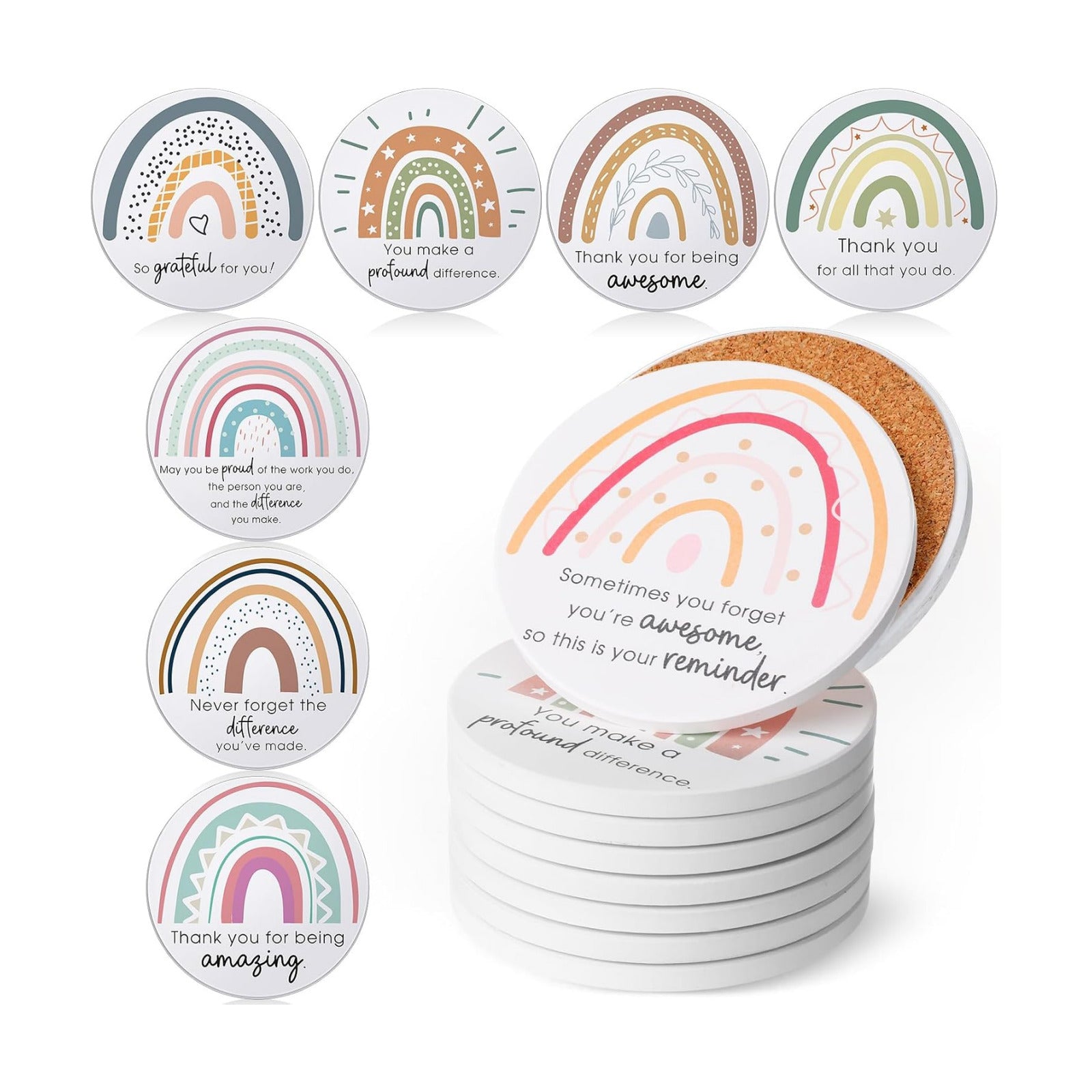 Ceramic Absorbent Drinks Coasters / Fresh Style / Set of 24