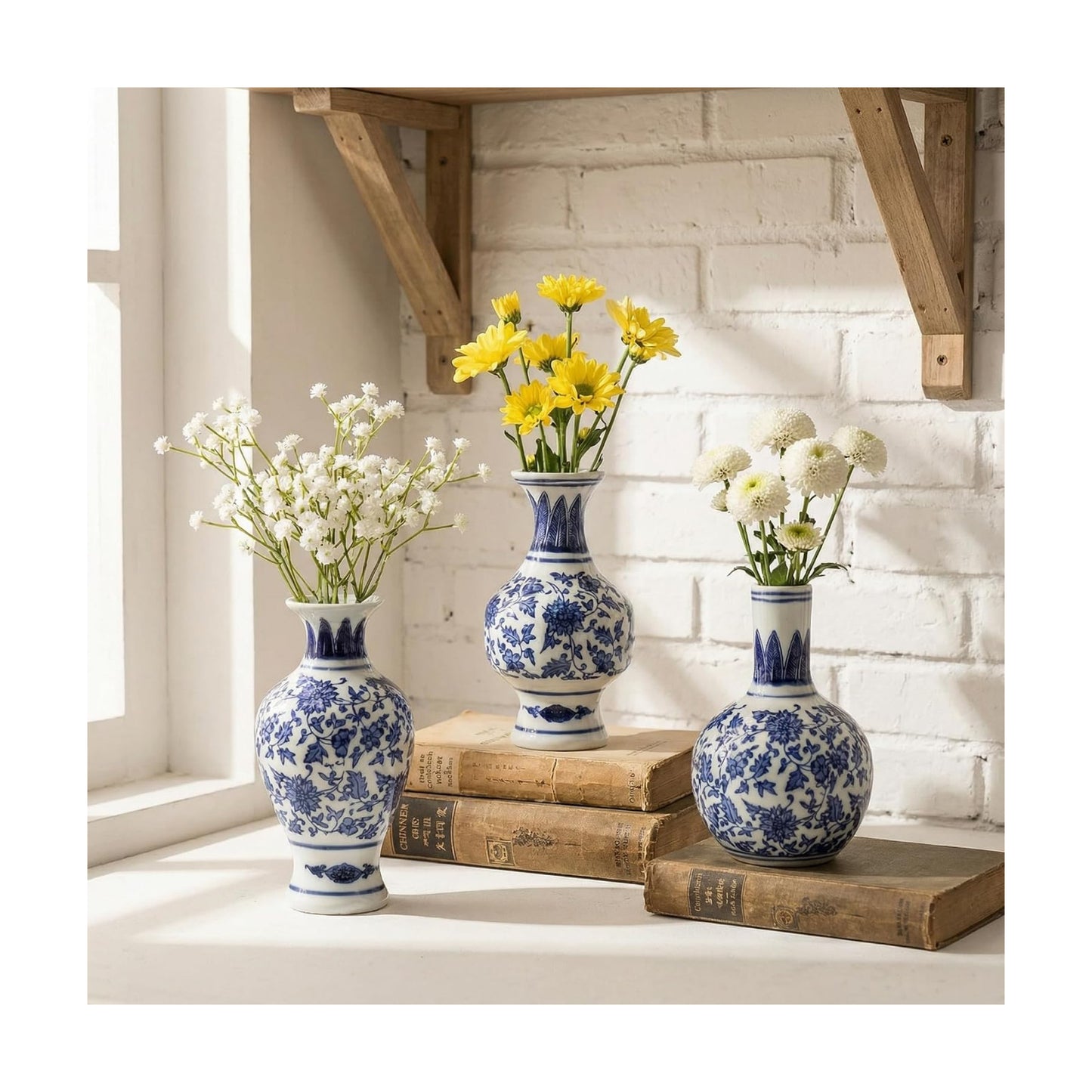 Tall Mini Vintage Vases / Blue / 5.5 Inch / Set of 3