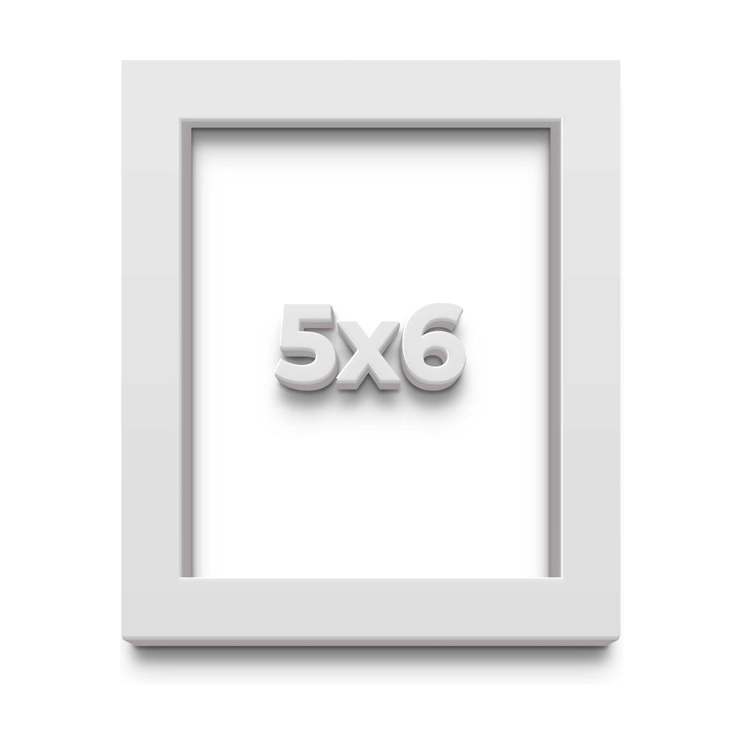 5x6 in Shadow Box Frame White 2 Inches Deep | Solid Wood Minimalist Shadowbox Frame | UV Resistant Acrylic Plexiglass