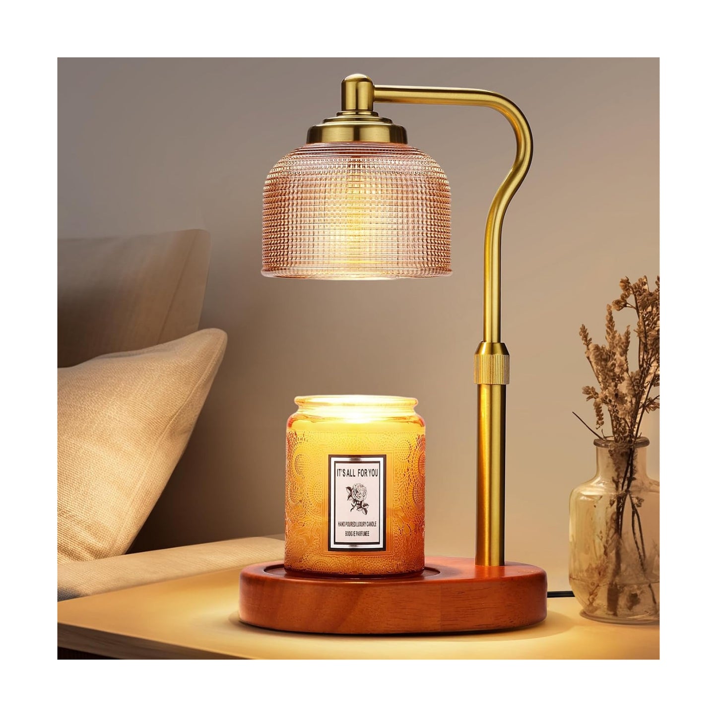 Candle Warmer Lamp Electric Candle Warmer with Timer Dimmable Candle Lamp Warmer with 3 Bulbs Height Adjustable Wax