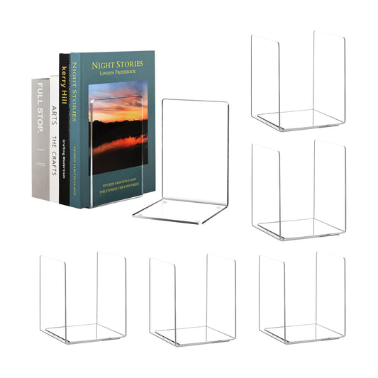 Acrylic Bookends / Decorative Book Holder / Clear / Set of 12