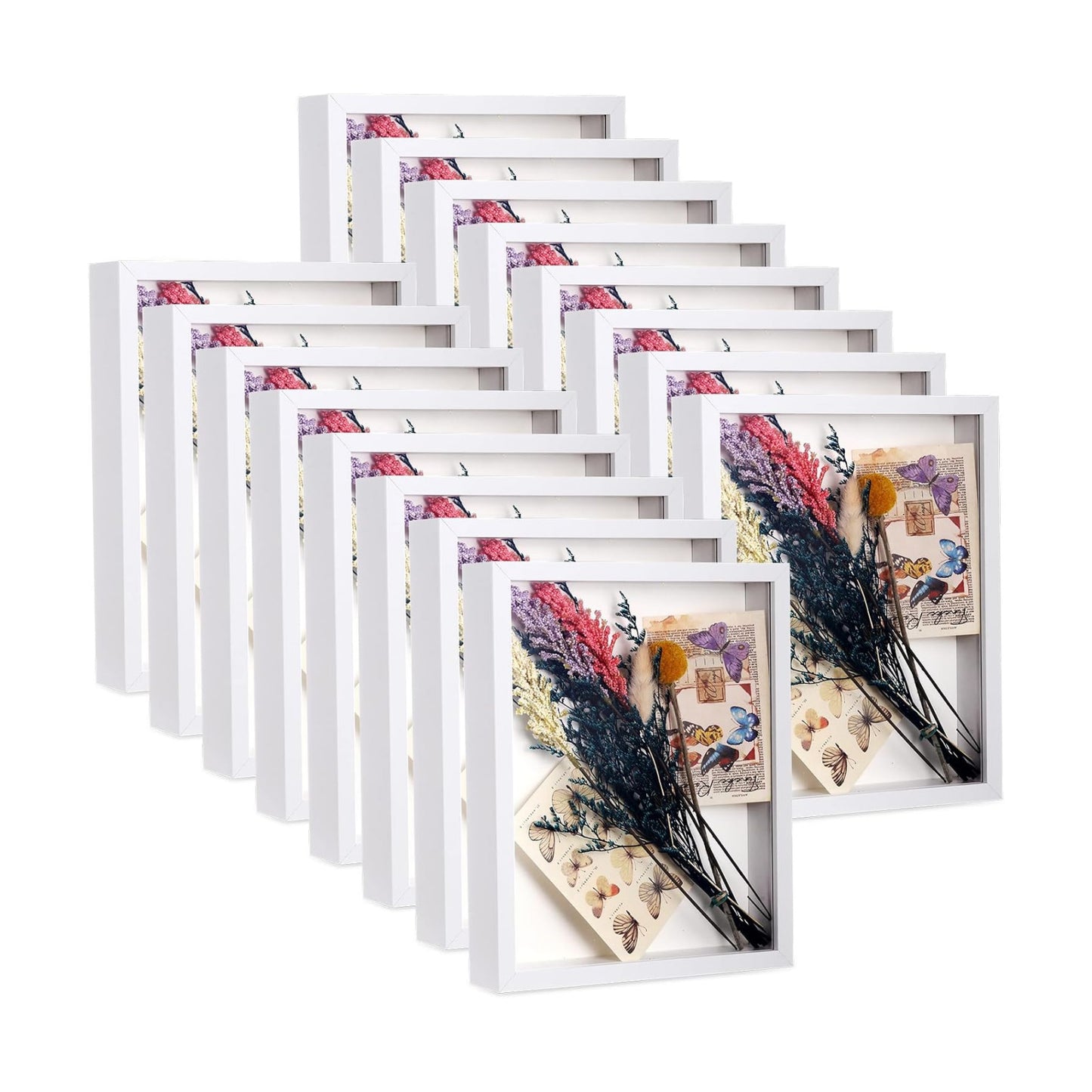 Ripeng 16 Pack 8 x 10 Inch Shadow Box Frame Display Cases, Deep Picture Frames for Wedding Bouquet Preservation