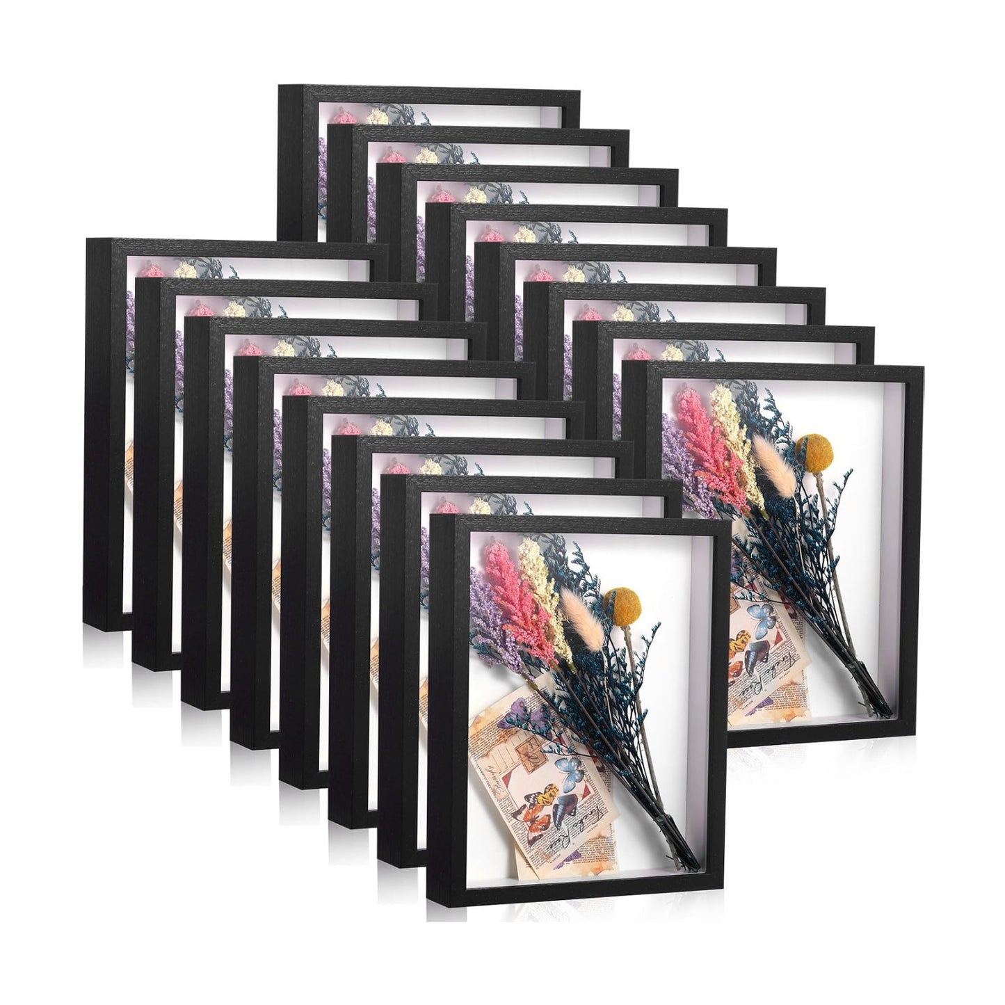 Ripeng 16 Pack 8 x 10 Inch Shadow Box Frame Display Cases, Deep Picture Frames for Wedding Bouquet Preservation