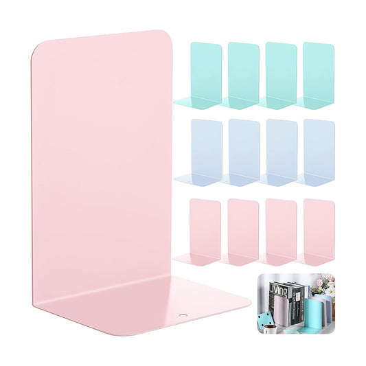 6 Pairs Metal Bookends Book Stopper / Macaron Colors