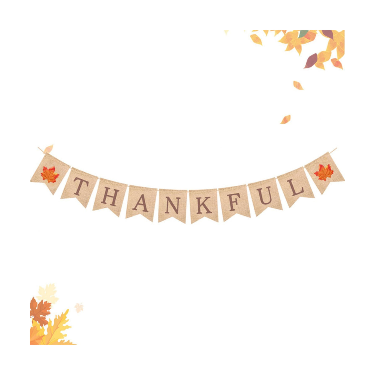 Thankful Burlap Banner Fall Autumn Maple Leaves Rustic Burlap Harvest Banner for Mantel Fireplace Wall Hanging for Welcome Home Office School Party Decor Thanksgiving Decoration Grateful Blessed Wall