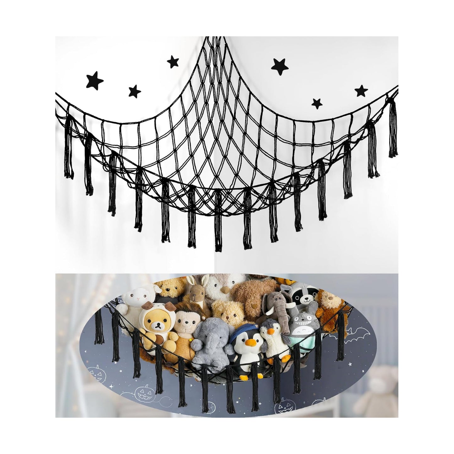 Stuffed Animal Storage Hammock or Net Corner / Standard / Black