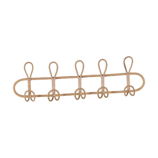 Wall Coat Rack Rattan Ornament Hanging Storage Organizer Hooks Holder Clothes Hooks Door / 5 Hooks