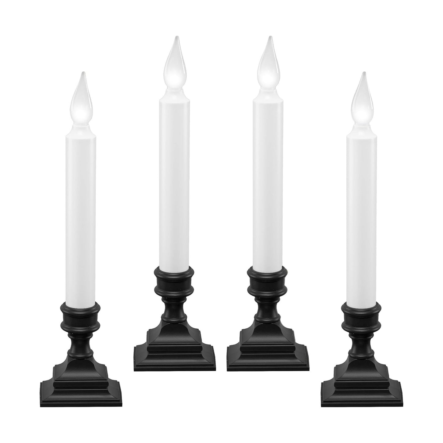 Bright White LED Battery Operated Window Candles, Bronze 4-Pack | Automatic Timer, Bright Hot Spot, Weighted Plastic