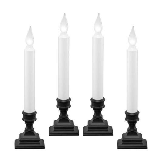 Bright White LED Battery Operated Window Candles, Bronze 4-Pack | Automatic Timer, Bright Hot Spot, Weighted Plastic