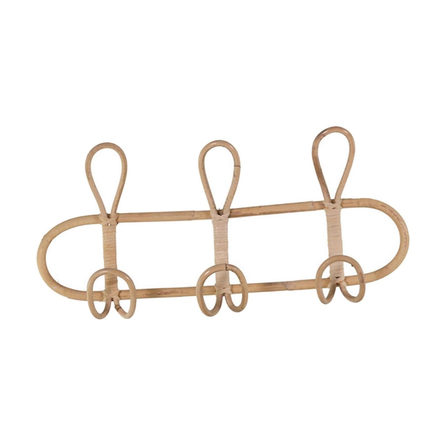 Rattan Wall Coat Rack / 3 Hooks