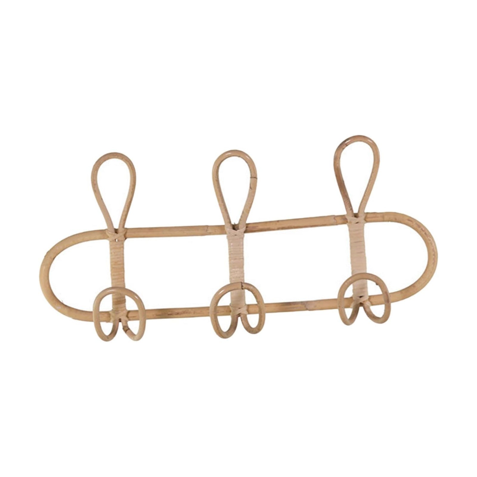 Rattan Wall Coat Rack / 3 Hooks