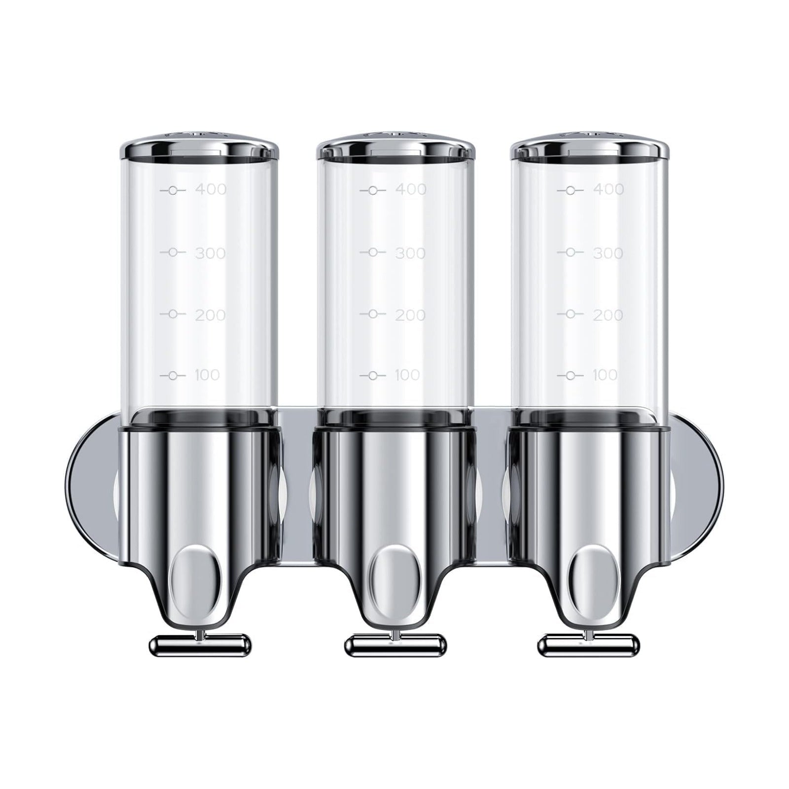 Stainless Steel Drill Free Triple Wall Mount Soap Dispenser Set Shower Bathroom Pump, 3 x 500ML Shampoo Conditioner