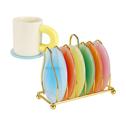 Metal Holder Stand / Red, Pink, Yellow, Blue, Orange, Green / Set of 6
