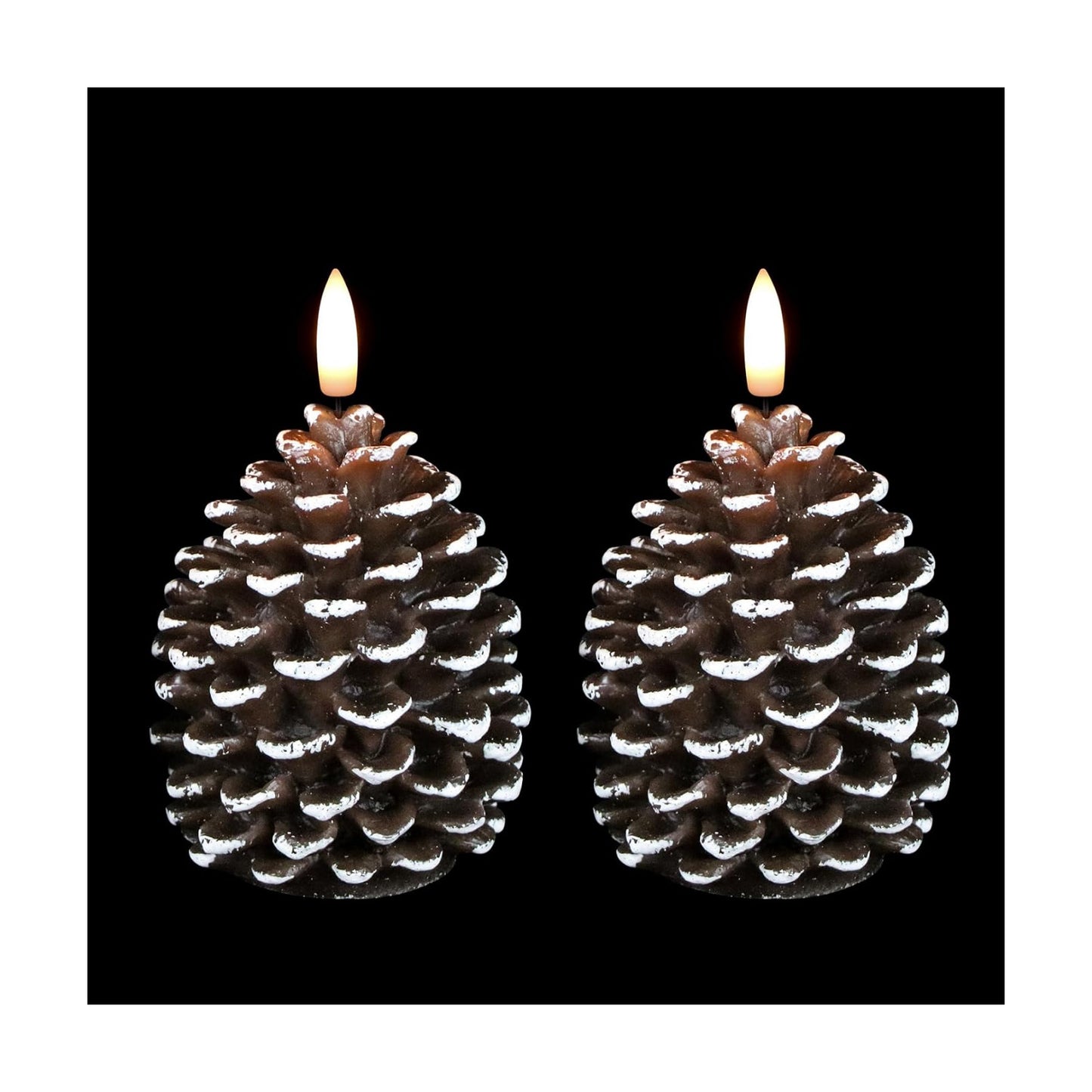 Wondise Pine Cone Flameless Candles with 6H Timer | Battery Operated Real Wax Brown Flickering 3D Wick Candles for