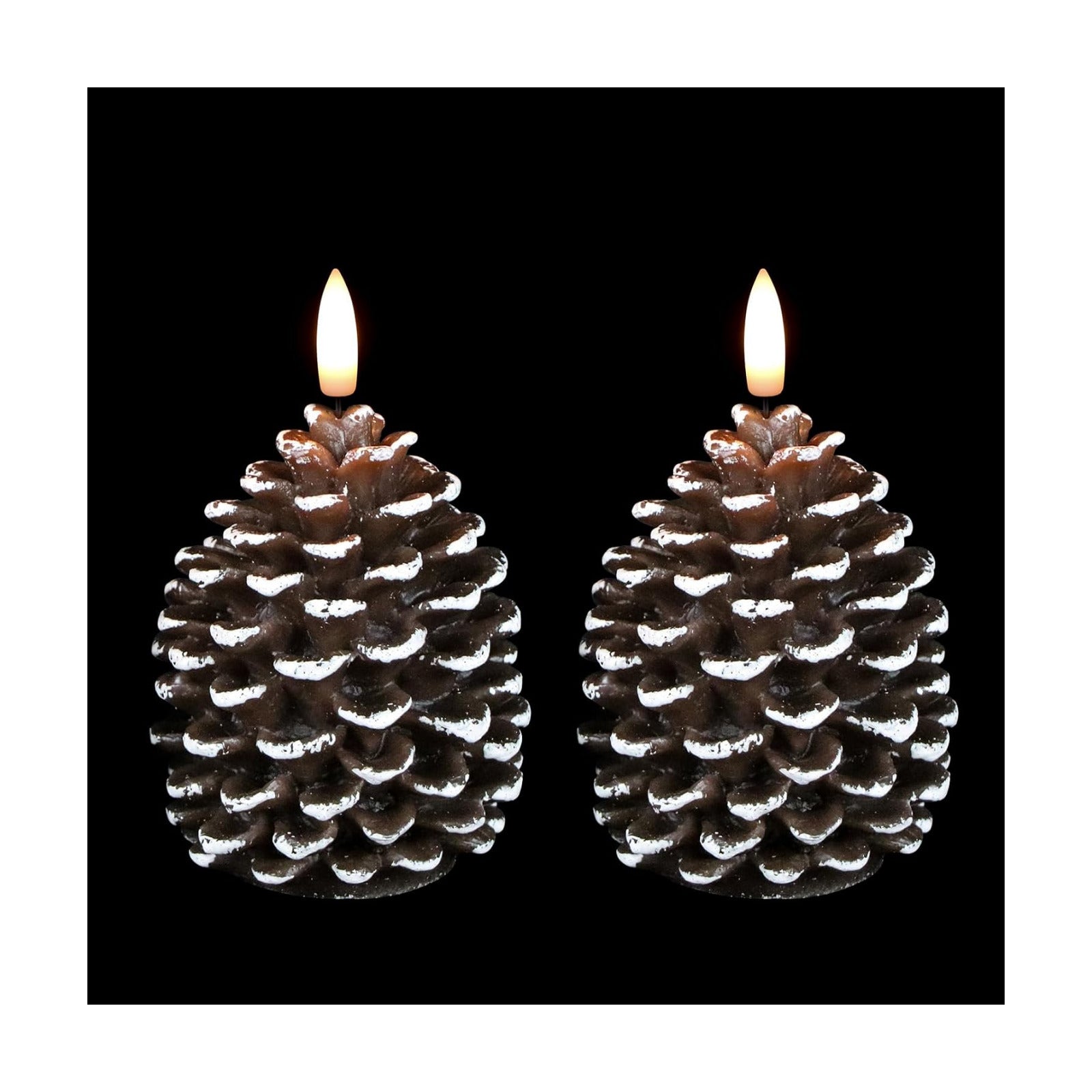 Wondise Pine Cone Flameless Candles with 6H Timer | Battery Operated Real Wax Brown Flickering 3D Wick Candles for